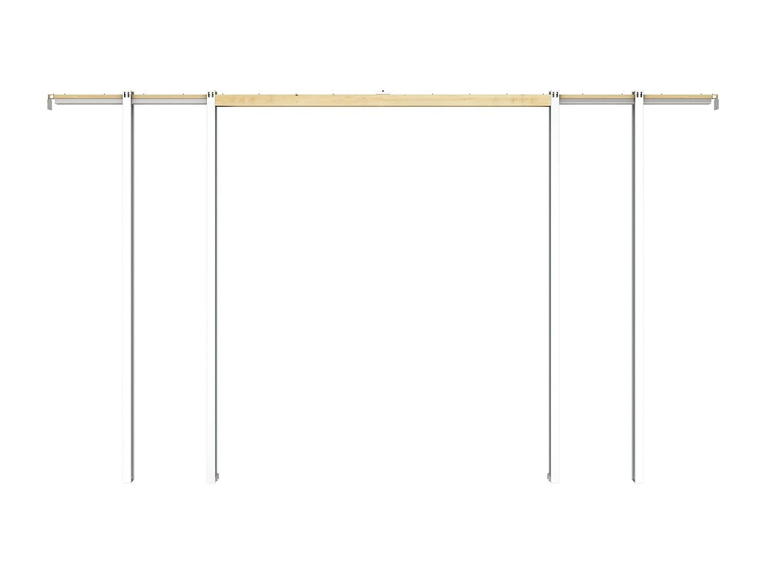 Vente-unique - Puerta corredera doble con sistema de empotrado en aluminio y vidrio templado - 2 x H205 x L83 cm - WILDEN II