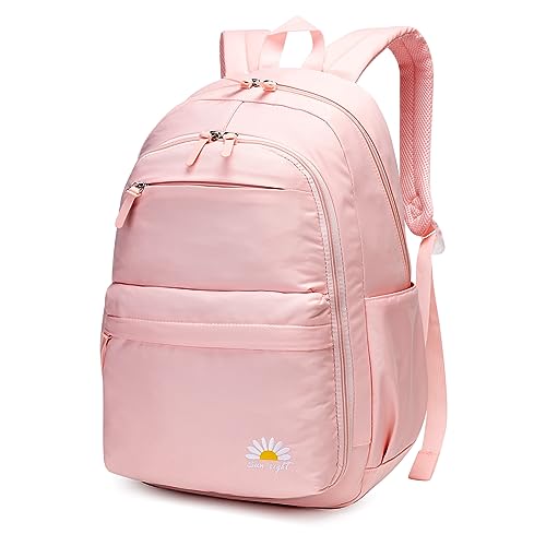 Caran·Y 38L Waterproof Kids Backpack with 15.6-Inch Laptop Compartment-Lightweight Large Capacity School Backpack for Boys & Girls Ages 6-18,Travel with Side Water Bottle Pockets(Pink)