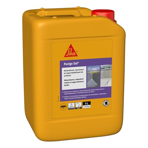 SIKA - Durcisseur de surface et Réducteur de poussières - Purigo Sol - Prêt à l’emploi - Anti-poussière pour dalles béton - Résistant à l’abrasion - Intérieur et Extérieur - 5L