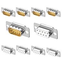 Willwewon 10pcs （5männliche+5weibliche） DB9 RS232 D-sub serielle Lötsteckverbinder, vergoldete Gelenk 9-polige Kupplungen
