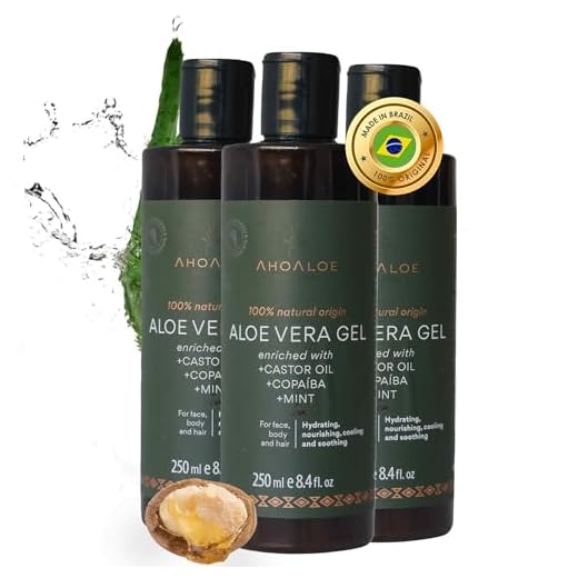 AhoAloe - Ethnic Ethics Ahoaloe Pacote Com 3 Gel De Aloe Vera Brasileiro - Gel Natural Hidratante Multiuso Com Copaíba, Óleo De Rícino E Hortelã Fresca, Natural Para Rosto, Pele E Cabelo - Cuidado P