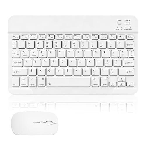 LEVMEK Clavier Souris sans Fil Bluetooth Universel Portable, Ensemble Clavier sans Fil Ultra-Mince Rechargeable USB-C, Clavier Bluetooth pour iPad...