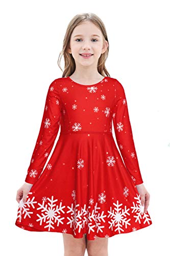 JESKIDS Little Girls Long Sleeve Dress Tie Dye/Unicorn/Flamingo Dress Twirl Swing Party Dresses with Pockets