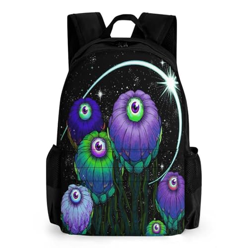 Supdreamc Men Women Polyester Magical Flower Eye Stars Art Casual Daypack Large Capacity Carry On Bag With Adjustable Shoulder Straps for Camping Work Running