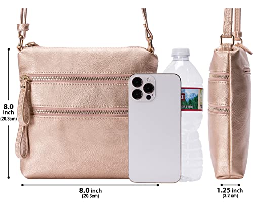 Image of Solene Small Multi Zipper Pocket Crossbody Bag with Adjustable Strap, Lightweight Travel Purse, Daily Small Messenger Pouch