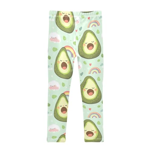 Cartoon Avocado Girls Leggings,Workout Leggings for Girls Toddler Athletic Legging Size for 3-10T2