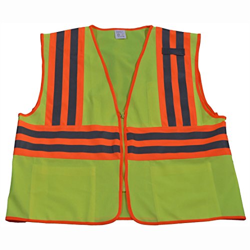 Petra Roc LV2-CB2-4X/5X Safety Vest ANSI Class 2, Two Tone Lime Solid with Orange Contrast Binding, 2x1