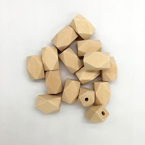 Coskiss 30pcs 15mm * 22mm (0,59 pouces * 0,866 pouces) Grande Oblong géométriques en bois Perles bricolage Bijoux Alimentation Artisanat du bois (Couleur bois 30PCS) Cover