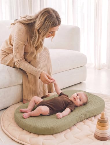 Image of Termichy Muslin Cover for Baby Lounger: Fitted for 30x20 Baby Nest | Breathable Cotton Silpcovers for Infant Support Cushion - Removable & Machine Washable for Clean Spit-up & Drool