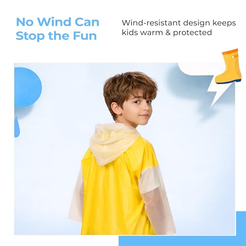 Image of Lifelong Kids Solid Textured PVC Raincoat| School Bag Extension & Side Pocket | Rain Coat| Raincoat for Boys & Girls | Kids Raincoat | Waterproof Rainwear with Carrying Pouch, 6-7 YRS (Yellow & White)