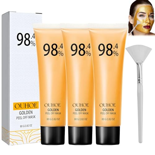 Mascarilla Peel Off 3 Piezas, Gold Foil Peel Off Mask, Mascarilla Facial Hidratante, para Hidratación, Antiarrugas, Limpieza