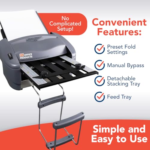 Martin Yale P7500 Paper Folding Machine - Automatic Feed Tabletop 4000 Sheet/Hour Letter, Half, ZFold, Double Parallel, for Offices, Mailrooms, Business, Folds 8.5″ x 11″ & 8.5″ x 14″ 20lb Bond Paper