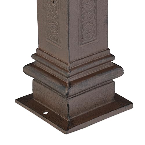 Relaxdays Standbrunnen antik, mit Wasserhahn, HBT: 47x14x18,5 cm, Wasserzapfsäule Garten, Terrasse, Zierbrunnen, braun