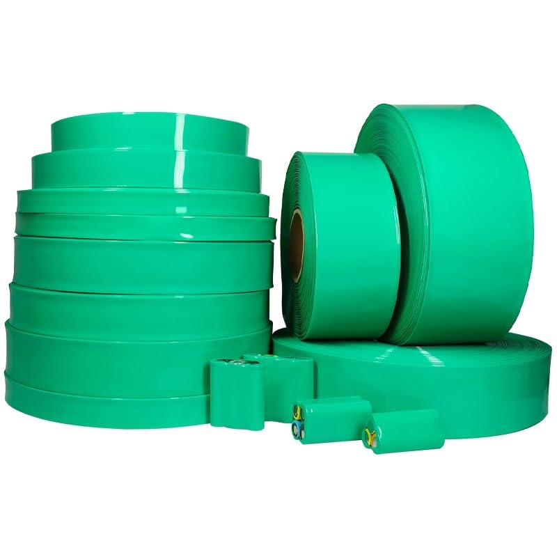 Guaina termorestringente piatta in PVC, 18650 Tubo termoretraibile in PVC verde da 3 metri, diametro 18,8-127 mm(83mm)