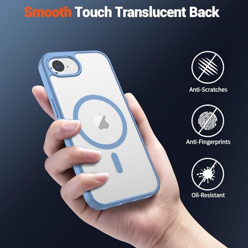 Image of DIZORO Compatible iPhone 17e / iPhone 16e Case,Compatible with MagSafe, Non Yellow Military-Grade Drop Protection & Hard PC Back Cover Slim Transparent Anti-Scratch Shockproof Phone Case - Off Blue