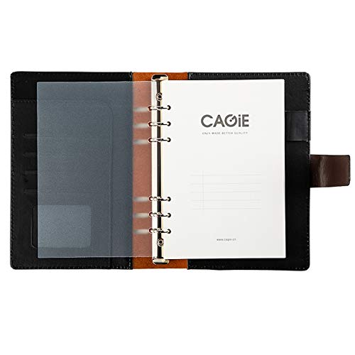 Bisofice Organiseur Agenda, Carnet organiseur A5 PU Brochure en feuille spirale en spirale avec emplacement pour stylo, fente pour photo, support magnétique, housse cadeau noir Cover