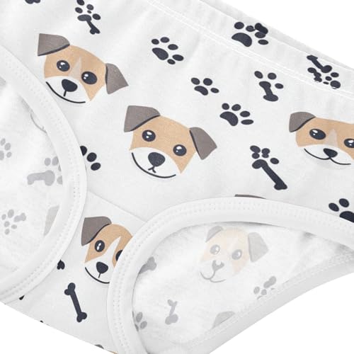 Wusikd Cute Dog Faces Girls' Underwear Cotton Paw Prints Girls Briefs Soft Toddler Underwear 2T4