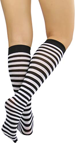 Image of ToBeInStyle Women's Opaque Striped Knee High Warm Nylon Stockings Hosiery