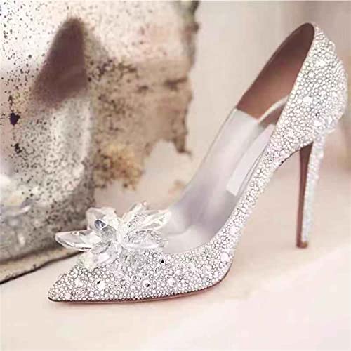 High Heels Shiny Crystal High Heels Women's Early Spring Shallow Mouth Slim High Heels Bridal High Heels Wedding Shoes4