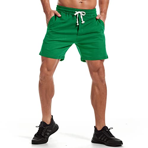 Image of AMY COULEE Mens Athletic Workout Shorts 5.5 inch Cotton Casual Shorts Elastic Waist Joggers Sports Sweat Shorts