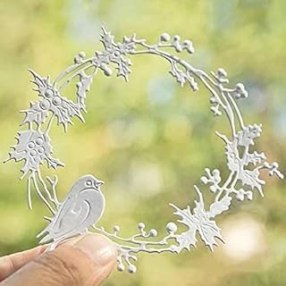 Cutting Dies for Card Making, Bird Holly Wreath Metal Cutting Dies for DIY Scrapbooking Album Embossing Photo Craft Paper Cards Decorative Craft Card Making Accessories Scrapbooking Die-Cuts