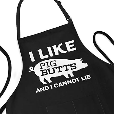 APRON DADDY Funny Apron for Men - I Like Pig Butts And I Cannot Lie - Adjustable Large 1 Size Fits All - Poly/Cotton Apron with 2 Pockets - BBQ Gift Apron for Dad, Chef, Husband, Chef Cover