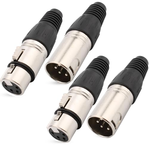 RUNCCI-YUN Connecteur à souder XLR 4 broches mâle/femelle fiche câble microphone,prise audio microphone,Connecteurs XLR stéréo