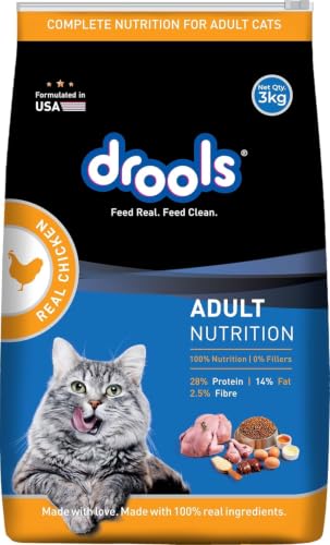 Image of Drools Adult Dry Cat Food 3kg | Real Chicken | Skin Health | Hairball Protection | Vision Support | Complete Nutrition
