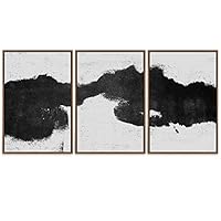 SIGNWIN 3 Piece Framed Canvas Wall Art Black and White Fish Canvas Prints Home Artwork Decoration for Living Room,Bedroom - 16