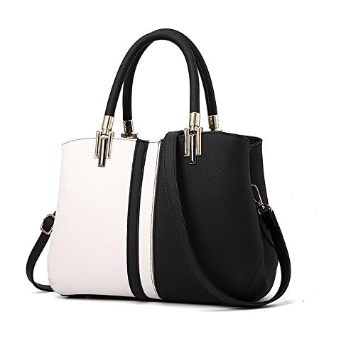 Nevenka Purses for Women, PU Leather Handbags with Top Handle Satchel Totes Shoulder Bag (Black) Cover