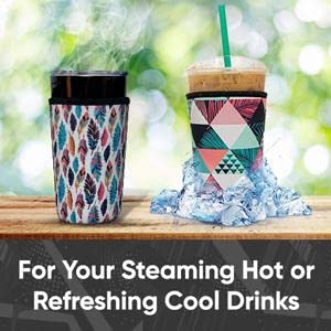 Baxendale And Co Reusable Neoprene Insulator Sleeves For Iced Coffee And Cold Drink Cups (4 Pk Medium 22-24Oz, Glitter Mix #2) #TOP4