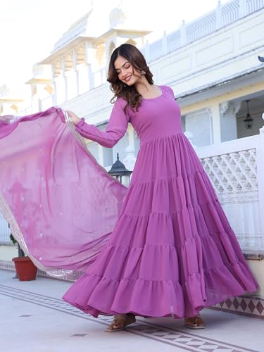 Image of Wedani Georgette Sequins Work Anarkali Kurta Set for Women