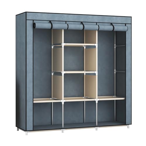 Armoire en toile portable 165x118x45 cm avec de grandes étagères de rangement