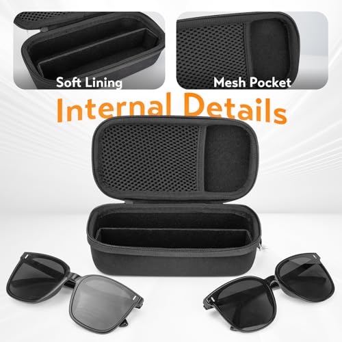 Image of Double Eyeglasses Case, Hard Shell Dual Glasses Case Travel Sunglasses Organizer for Men Women