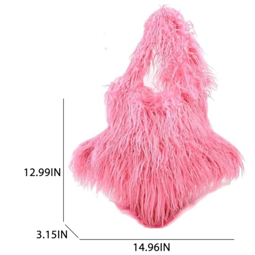 Fur Shoulder Bag for Women Y2k Star Shape Fluffy Crossbody Bag Solid Color Feather Messenger Bag Tote Bag4