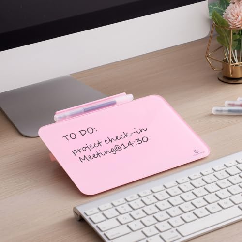 Image of Small Desktop Glass Dry-Erase Whiteboard - 8 X 6 Inches Tabletop Easel Whiteboard with Stand, Desk Board Buddy for Artist, Teacher and Student