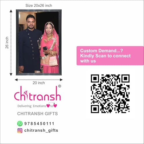 Image of Chitransh Customized Wall Mount Rectangular Photo Frames,Personalized Print,Black Wooden Frame, Customise Gift For Anniversary, Birthday, Wedding, Couples (Size 20x26inch)