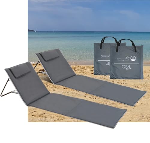 QMBasic Strandliege klappbar leicht 2er Set mit Verstellbarer...