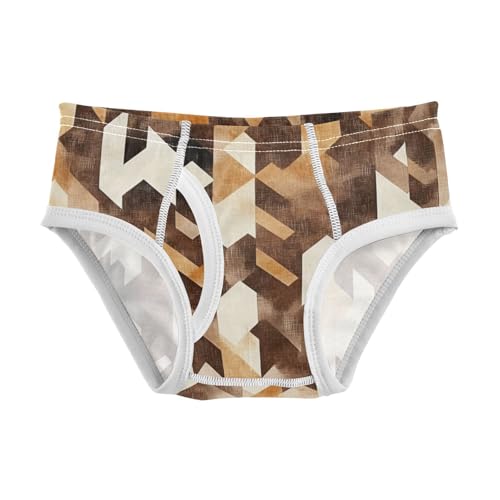 KLL Brown Houndstooth Toddler Boys' Pure Cotton Underwear Briefs Cute Undies