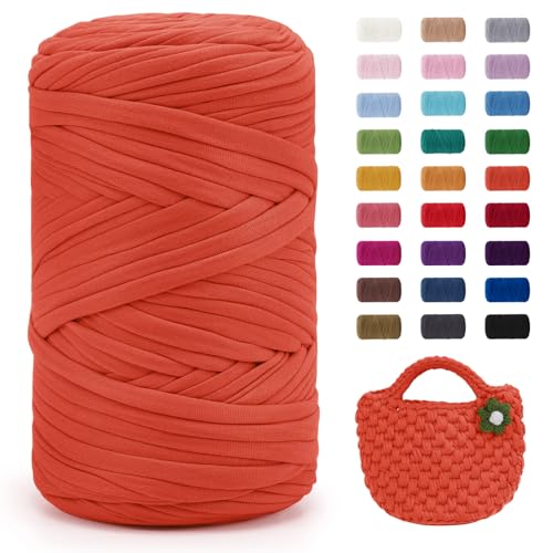 Uiopa Orange T-Shirt Yarn, 400g/120m Elastic Fabric Crochet Cloth T Shirt Yarn