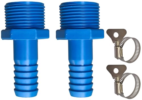 ESEKSAFAR PVC Hose Nipple Male, BSP Threaded Barb pipe fitting with SS Butterfly hose clamp set (4, 1" x 3/4" inch)