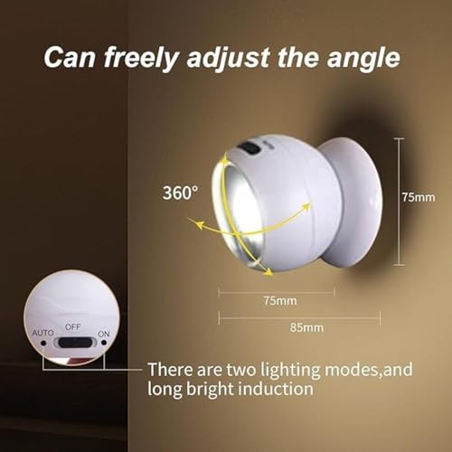Image of Motion Sensor Light Wireless LED Night Lamp - Ultra-Bright, 360 Adjustable COB Ball with Magnetic Base & PIR for Closets, Stairs, Garage, 1 Pcs