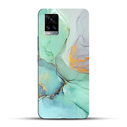 Image of COLORflow Back Cover Compatible with Vivo V20 | Beautiful Green Marble | Designer Printed Hard CASE Bumper Back Cover Compatible with Vivo V20
