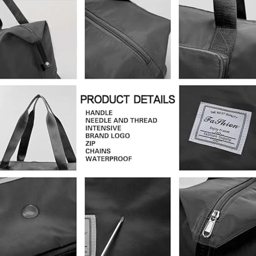 Image of Nylon 41 Liter Expandable Travel Bag for Women, Stylish Duffle Bag for Travelling, Waterproof Luggage Hand Bag (Black)