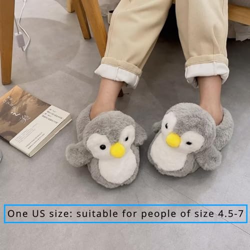 Cute Penguin Cotton Furry Slippers Animal Stuff Winter Home Slippers Cozy Fluffy Indoor House Shoes for Living Room Bedroom3
