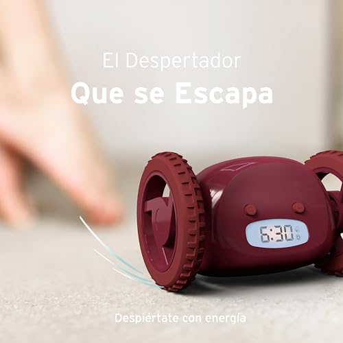 Image of CLOCKY Alarm Clock on Wheels - Loud Rolling Alarm Clock for Heavy Sleepers | Runaway Clock that Jumps & Runs to Wake You Up | Funny Unique Gift for Adults, Teens & Kids Bedrooms (Wine)