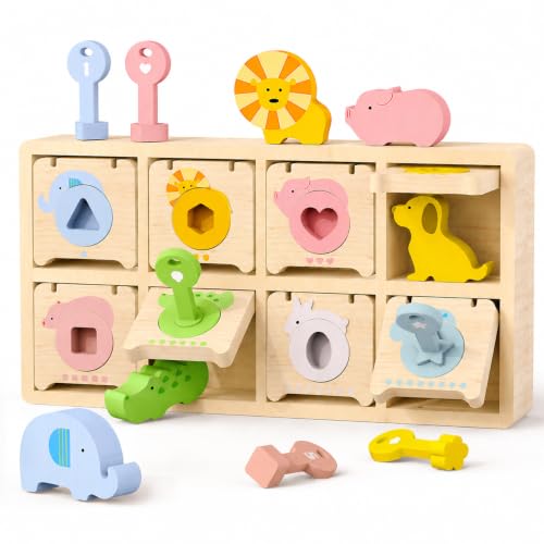 Montessori Toys for 2 Year Old|Wood Lock and Key Toddler Learning Toys
