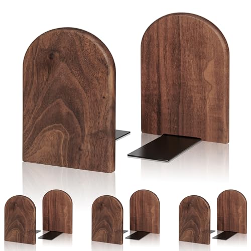 Image of Book Ends,4 Pair Large Bookends Wood Book Ends Universal Economy Bookend (4, Large)