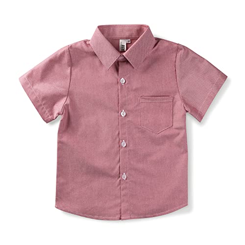 Image of OCHENTA Men & Boys' Short Sleeve Button Down Oxford Shirt, Big Kids Casual Dress Tops 2T - XXL