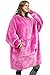 Kato Tirrinia Übergroße Sherpa Hoodie Sweatshirt Decke, Weiche Warme Riesen Hoodie Fronttasche Giant Plüsch Pullover Decke mit Kapuze for Erwachsene Männer Frauen Teenager-Studenten, Hot Pink